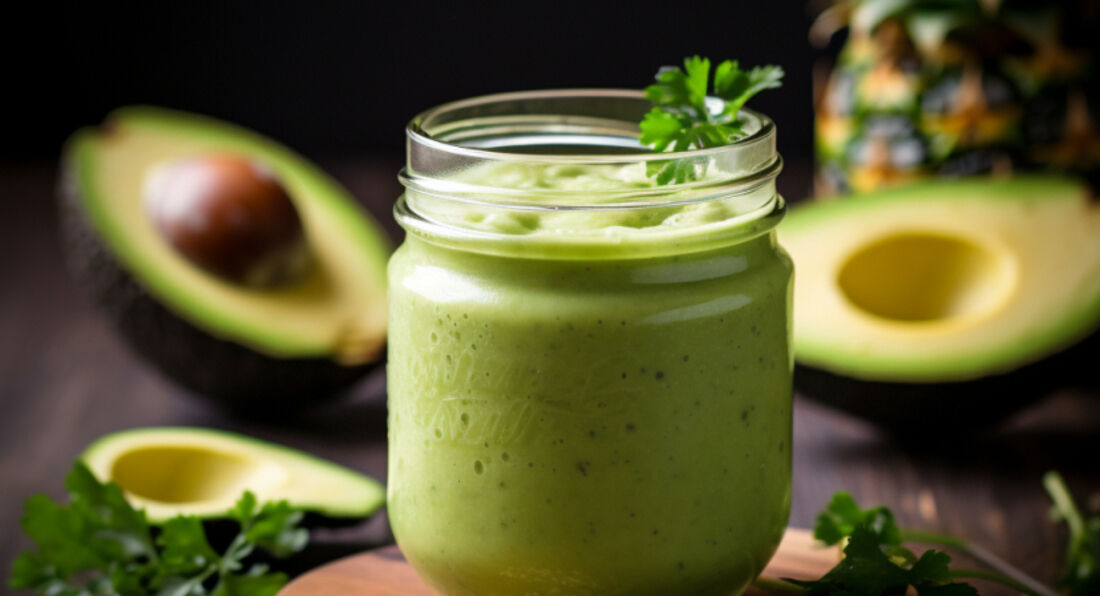High-Protein Detoxifying Avocado, Pineapple, and Cucumber Shake