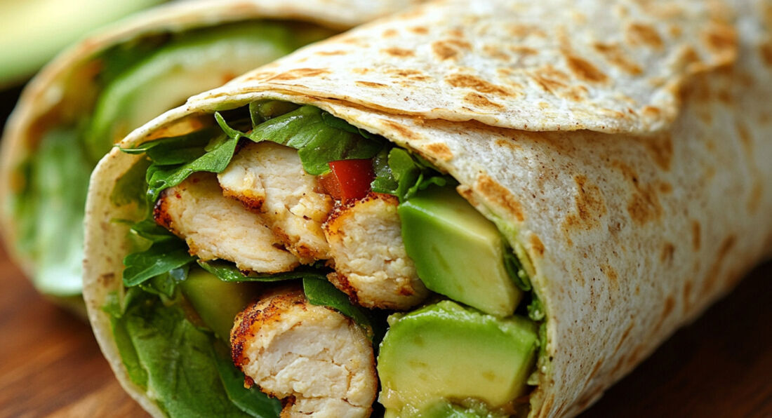 High Protein Chicken Avocado Wrap