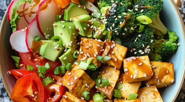 Protein-Packed Tofu Poke Bowl with Avocado, Tomato, and Broccoli