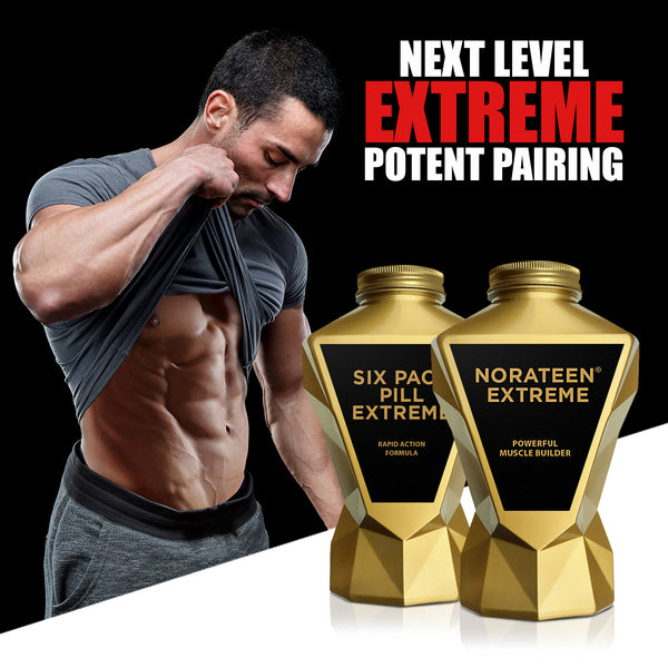 EXTREME Definition (3880941846616) LA Muscle Extreme Definition stack, next level extreme potent pairing, Norateen Extreme, Six Pack Pill Extreme, image of a fit and muscular man
